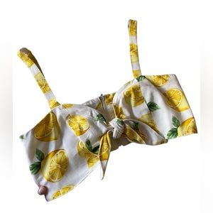 FOREVER 21 Lemon Crop Bandeau Tie Top